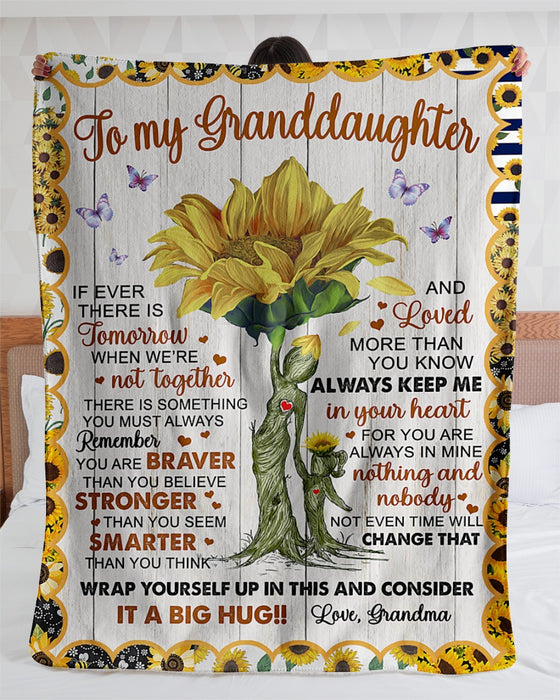 Personalized To My Granddaughter Sunflower Fleece Blanket From Grandma Remember You Are Braver Than You Believe Great Customized Blanket For Birthday Christmas Thanksgiving