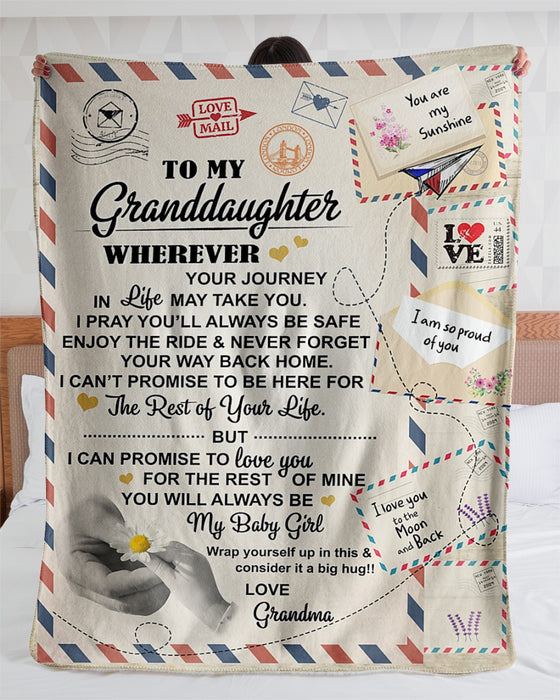 Personalized To My Granddaughter Love Letter Fleece Blanket From Grandma You Are My Sunshine Great Customized Blanket For Birthday Christmas Thanksgiving