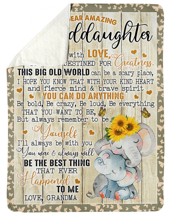 Personalized To My Granddaughter Elephant Fleece Blanket From Grandma You Can Do Anything Great Customized Blanket For Birthday Christmas Thanksgiving