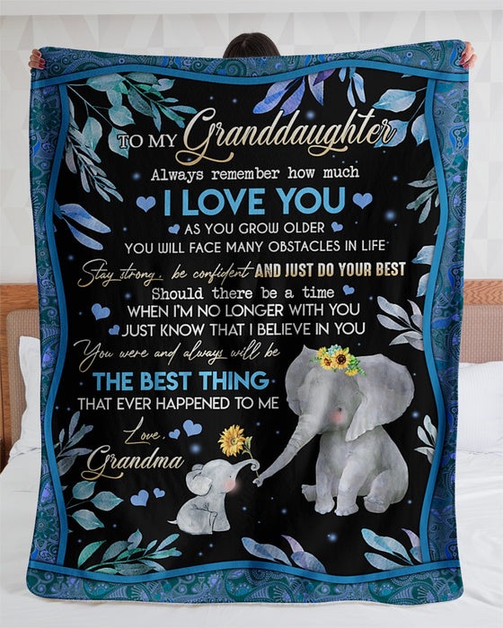 Personalized To My Granddaughter Elephant Fleece Blanket From Grandma Always Remember How Much I Love You Great Customized Blanket For Birthday Christmas Thanksgiving