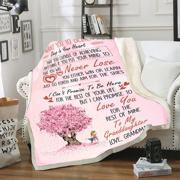 Personalized To My Granddaughter Fleece Blanket From Grandma I Want You To Believe Deep In Your Heart I Can Promise To Love You Great Customized Blanket For Birthday Christmas Thanksgiving