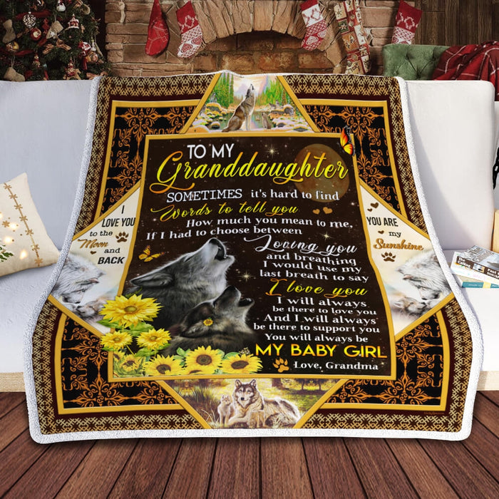 Personalized To My Granddaughter Love Wolf Fleece Blanket From Grandma I Always Be There To Love You Great Customized Blanket For Birthday Christmas Thanksgiving