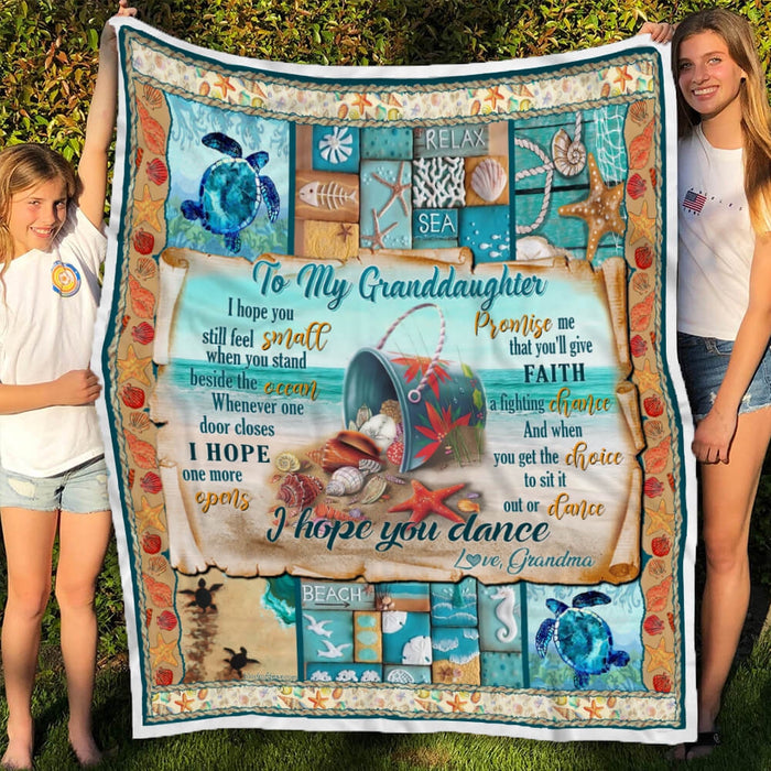 Personalized To My Granddaughter Sea Turtle Fleece Blanket From Grandma I Hope You Dance Great Customized Blanket For Birthday Christmas Thanksgiving