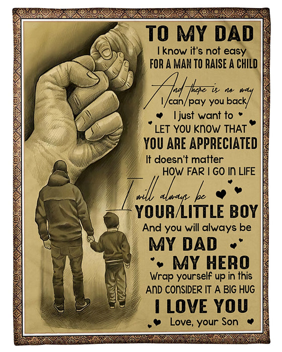 Personalized To My Dad Fleece Blanket From Son My Dad My Hero Great Customized Gift For Father's Day Birthday Christmas Thanksgiving