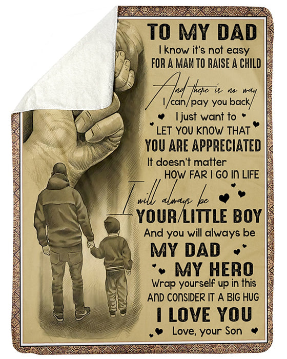 Personalized To My Dad Fleece Blanket From Son My Dad My Hero Great Customized Gift For Father's Day Birthday Christmas Thanksgiving