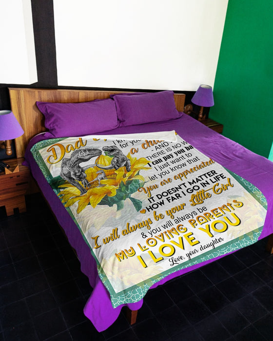 Personalized To My Dad and Mom Dinasour Fleece Blanket From Daughter You Are Appreciated Great Customized Gift For Father's Day Mother's Day Birthday Christmas Thanksgiving