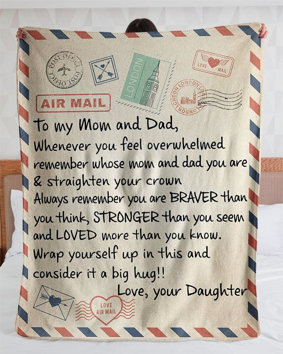Personalized To My Parent Love Letter Fleece Blanket From Daughter Great Customized Gift For Father'S Day Mother'S Day Birthday Christmas Thanksgiving