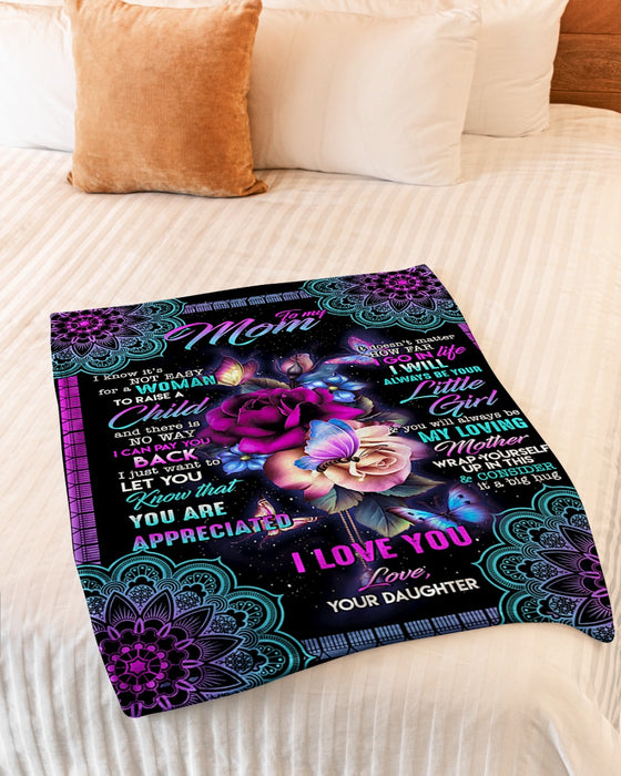 Personalized To My Mom Rose Fleece Blanket From Daughter Know That You Are Appreciated Great Customized Gift For Mother's Day Birthday Christmas Thanksgiving