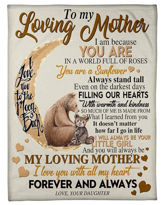 Personalized To My Mom Love Letter Bear Fleece Blanket From Daughter Always Stand Tall Eve The Darkest Days Great Customized Gift For Mother's Day Birthday Christmas Thanksgiving