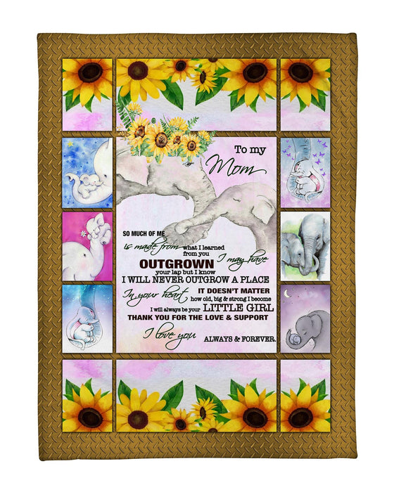 Personalized To My Mom Sunflower Fleece Blanket From Daughter I Will Be Always Your Little Girl Thank You For The Love And Support Great Customized Gift For Mother'S Day Birthday Christmas Thanksgiving