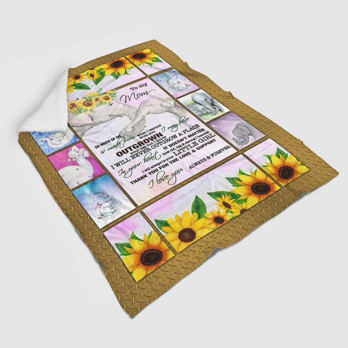 Personalized To My Mom Sunflower Fleece Blanket From Daughter I Will Be Always Your Little Girl Thank You For The Love And Support Great Customized Gift For Mother'S Day Birthday Christmas Thanksgiving