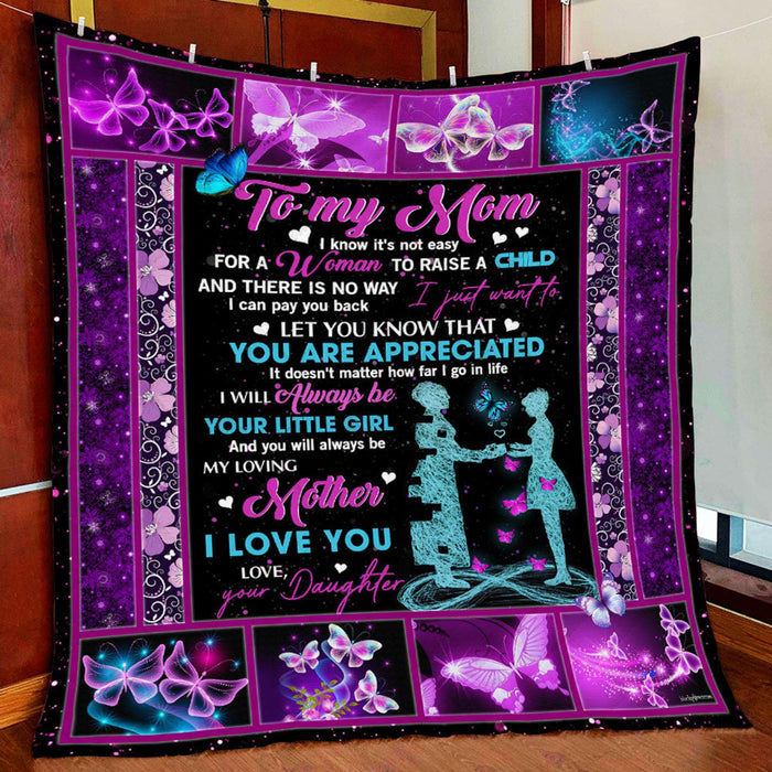 Personalized To My Mom Butterflies Fleece Blanket From Daughter It Doesn't Matter How far I Go In Life I Will Always Be Your Little Girl Great Customized Gift For Mother's day Birthday Christmas Thanksgiving