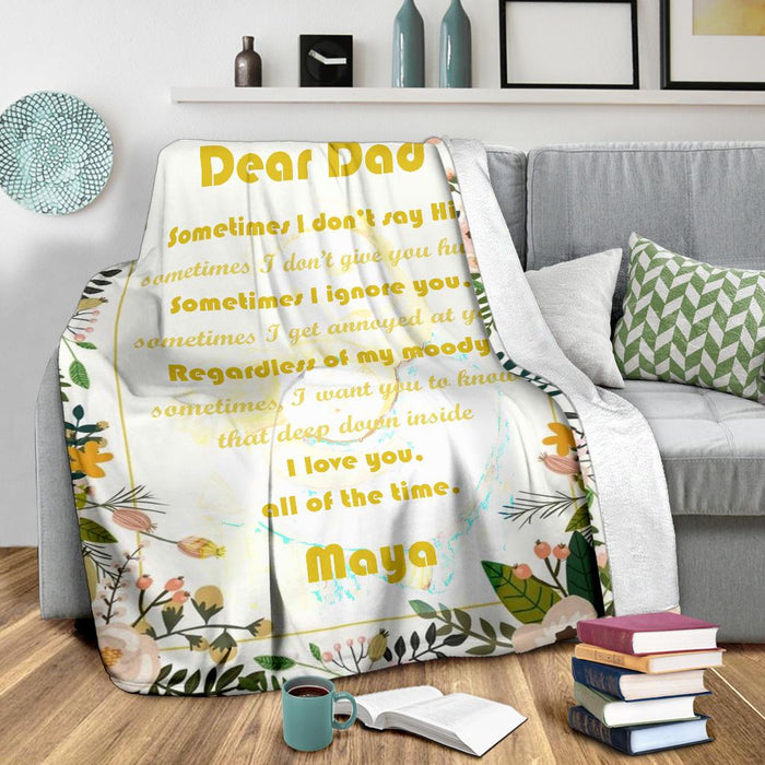 Personalized To My Dad Fleece Blanket Sometimes I Don't Say Hi Great Customized Gift For Father's Day Birthday Christmas Thanksgiving