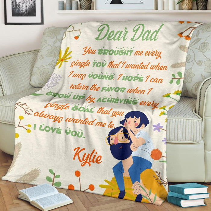 Personalized To My Dad Fleece Blanket You Brought Me Every Single Toy Great Customized Gift For Father's Day Birthday Christmas Thanksgiving