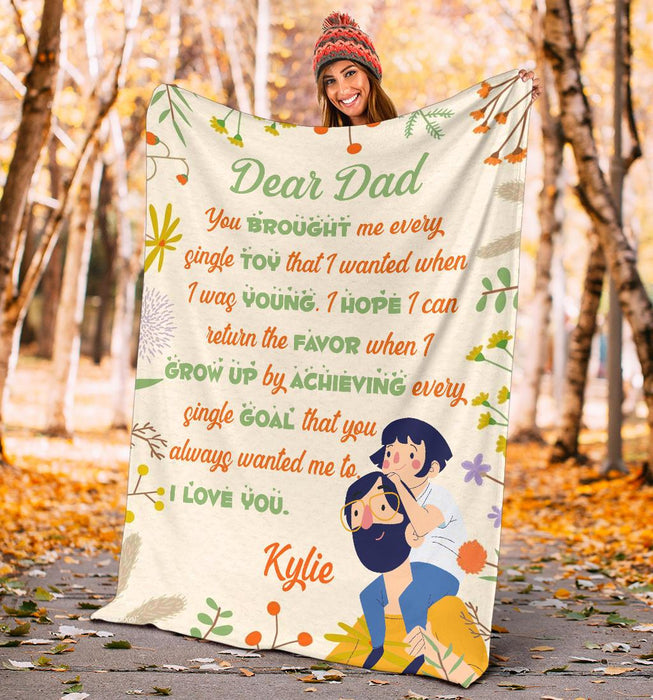 Personalized To My Dad Fleece Blanket You Brought Me Every Single Toy Great Customized Gift For Father's Day Birthday Christmas Thanksgiving