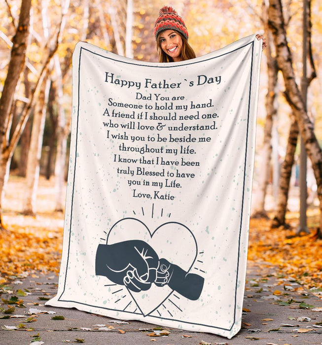 Personalized To My Dad Fleece Blanket Great I Wish You To Be Beside Me Customized Gift For Father's Day Birthday Christmas Thanksgiving