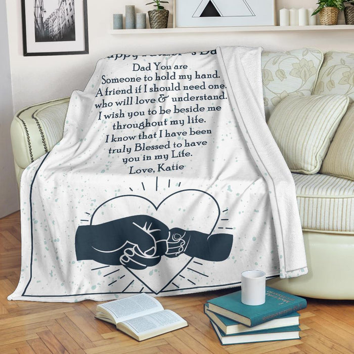 Personalized To My Dad Fleece Blanket Great I Wish You To Be Beside Me Customized Gift For Father's Day Birthday Christmas Thanksgiving