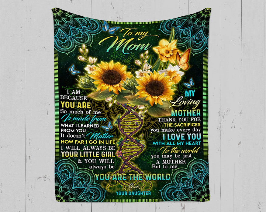 Personalized To My Mom Sunflower Fleece Blanket From Daughter My Loving Mother Thank You For The Sacrifices You Make Everyday Great Customized Gift For Mother's day Birthday Christmas Thanksgiving