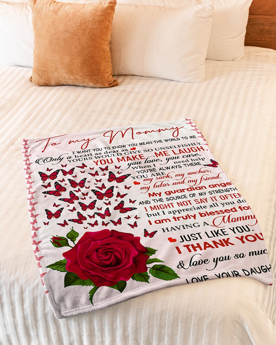 Personalized To My Mom Roses Fleece Blanket From Daughter  I Want You To Know You Mean The World To Me Great Customized Gift For Mother's day Birthday Christmas Thanksgiving