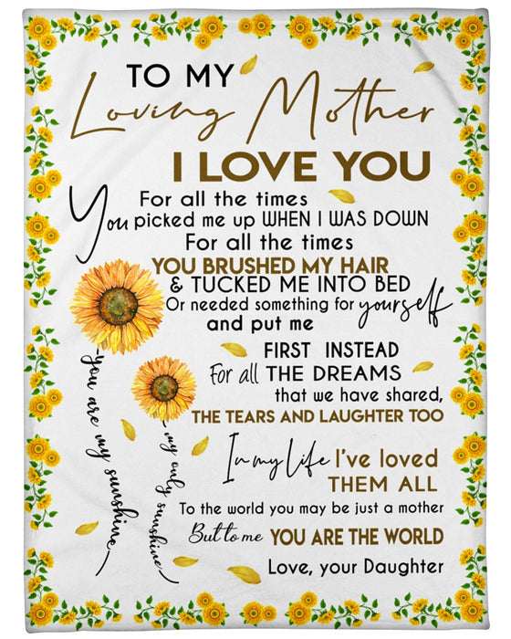Personalized To My Mom Sunflowers Fleece Blanket From Daughter I Love You For All The Times You Picked Me Up When I Was Down  Great Customized Gift For Mother's day Birthday Christmas Thanksgiving