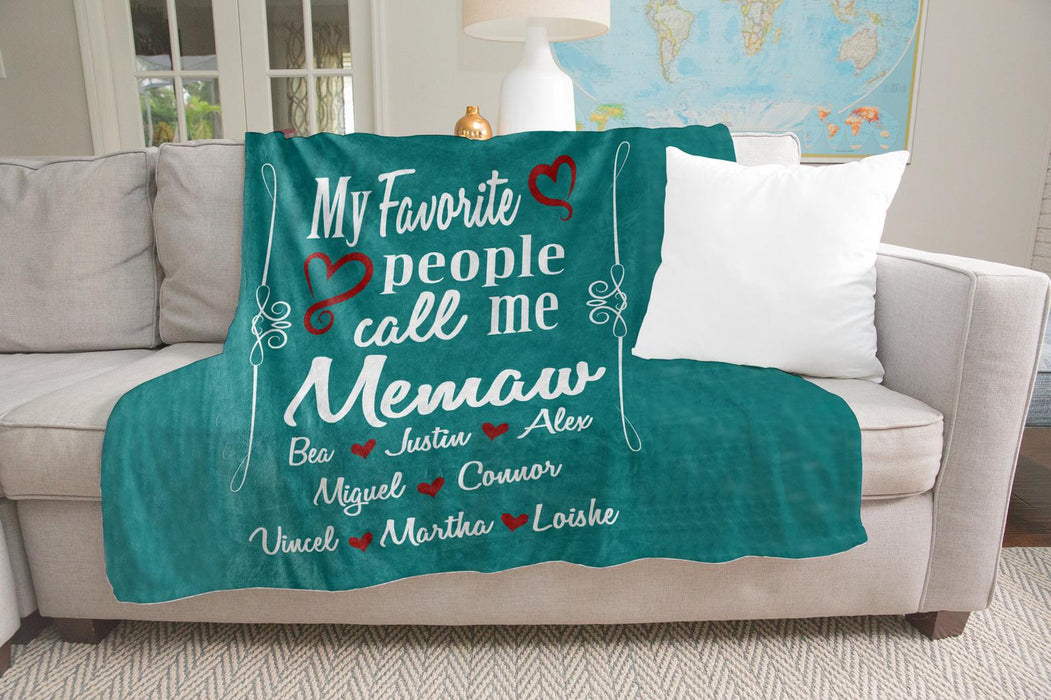Personalized To My Grandma Fleece Blanket My Greatest Blessings Call Me Memaw Great Customized Gift For Mother's Day Birthday Christmas Thanksgiving