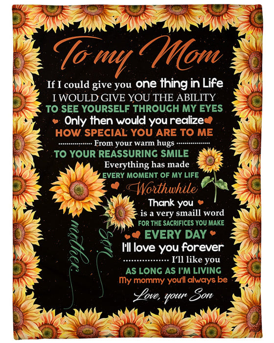 Personalized To My Mom Sunflowers Fleece Blanket From Daughter How Special You Are To Me Great Customized Gift For Mother's day Birthday Christmas Thanksgiving