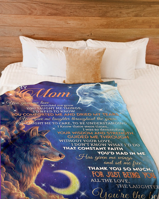 Personalized To My Mom Wolfs Fleece Blanket From Daughter You Gave Me Love And Watched Me Grow Great Customized Gift For Mother's day Birthday Christmas Thanksgiving
