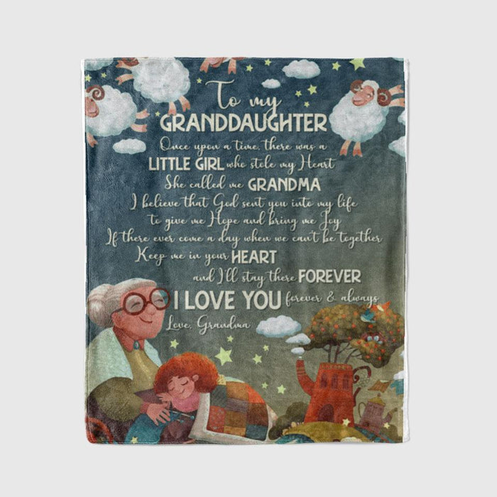Personalized To My Granddaughter Fleece Blanket From Grandma Once Upon A Time There Was A Little Girl Great Customized Blanket For Birthday Christmas Thanksgiving