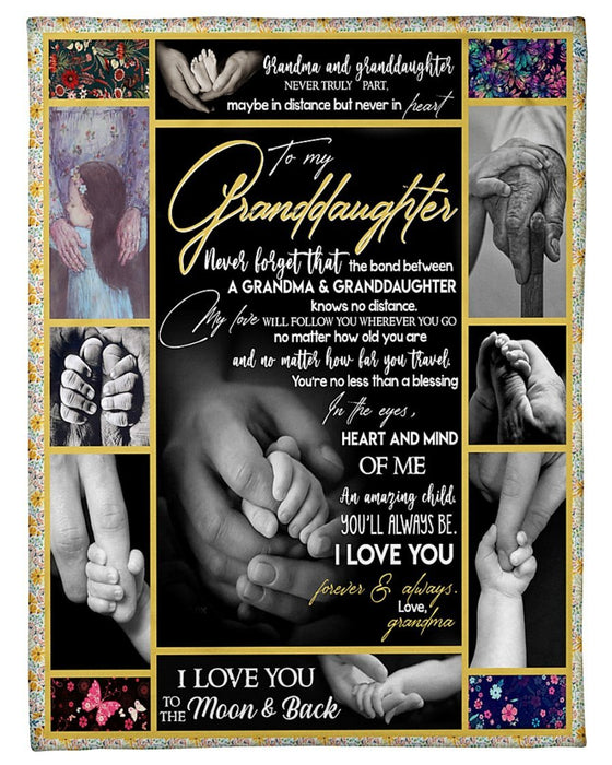 Personalized To My Granddaughter Holding Hands Fleece Blanket From Grandma I Love You Forever and Always Great Customized Blanket For Birthday Christmas Thanksgiving
