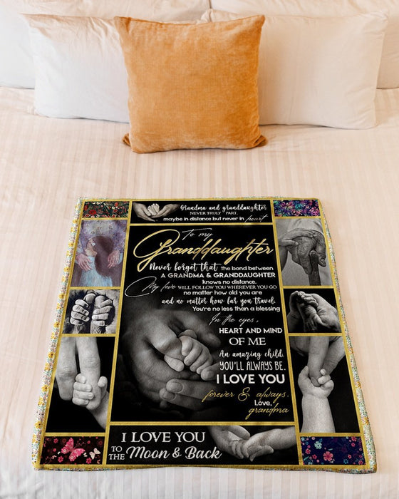 Personalized To My Granddaughter Holding Hands Fleece Blanket From Grandma I Love You Forever and Always Great Customized Blanket For Birthday Christmas Thanksgiving