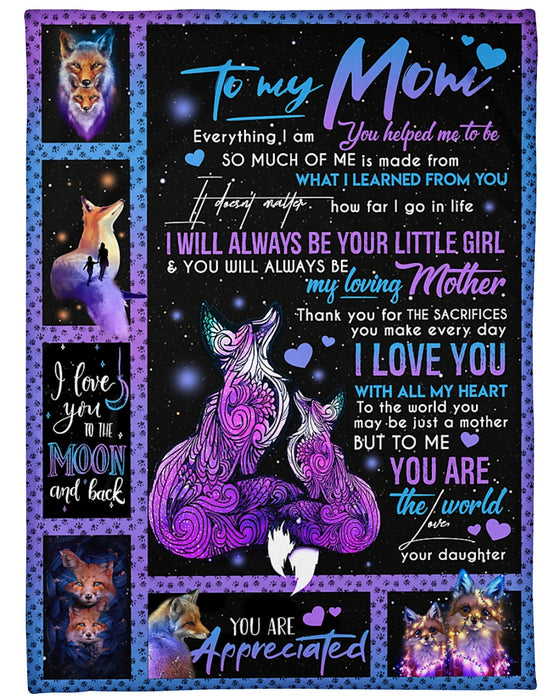 Personalized To My Mom Wolfs Fleece Blanket From Daughter I Will Always Be Your Little Girl Great Customized Gift For Mother's day Birthday Christmas Thanksgiving