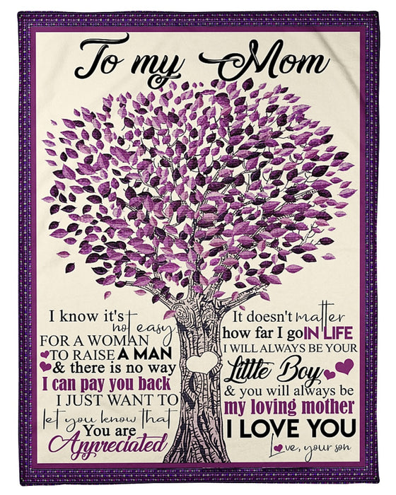 Personalized To My Mom Tree Fleece Blanket From Daughter You Will Always Be My Loving Mother Great Customized Gift For Mother's day Birthday Christmas Thanksgiving