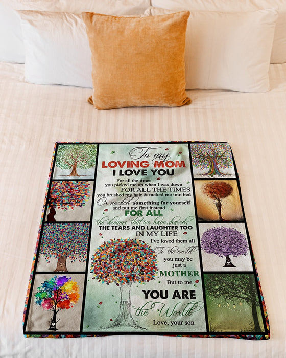 Personalized To My Mom Trees Fleece Blanket From Daughter For All The Times You Picked Me Up When I Was Down Great Customized Gift For Mother's day Birthday Christmas Thanksgiving