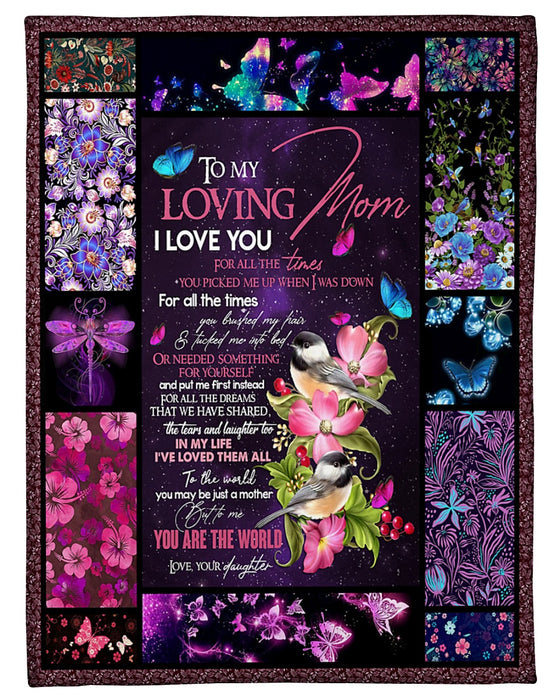 Personalized To My Mom Flowers Fleece Blanket From Daughter For All The Times You Picked Me Up When I Was Down Great Customized Gift For Mother's day Birthday Christmas Thanksgiving