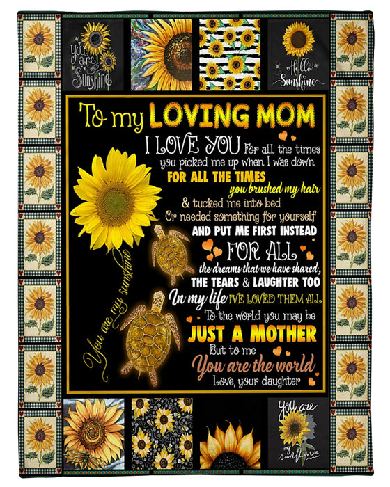 Personalized To My Mom Sunflowers Fleece Blanket From Daughter  I Love You For All The Times You Picked Me Up When I Was Down  Great Customized Gift For Mother's day Birthday Christmas Thanksgiving