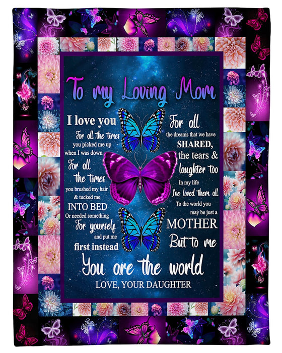 Personalized To My Mom Butterflies Fleece Blanket From Daughter  I Love You For All The Times You Picked me Up When I Was Down Great Customized Gift For Mother's day Birthday Christmas Thanksgiving
