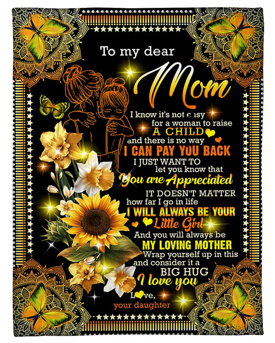 Personalized To My Mom Sunflowers Fleece Blanket From Daughter You Are Appreciated Great Customized Gift For Mother's day Birthday Christmas Thanksgiving