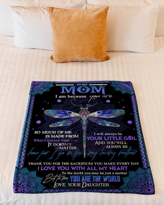 Personalized To My Mom Dragonfly Fleece Blanket From Daughter I Love You With All My Heart Great Customized Gift For Mother's day Birthday Christmas Thanksgiving