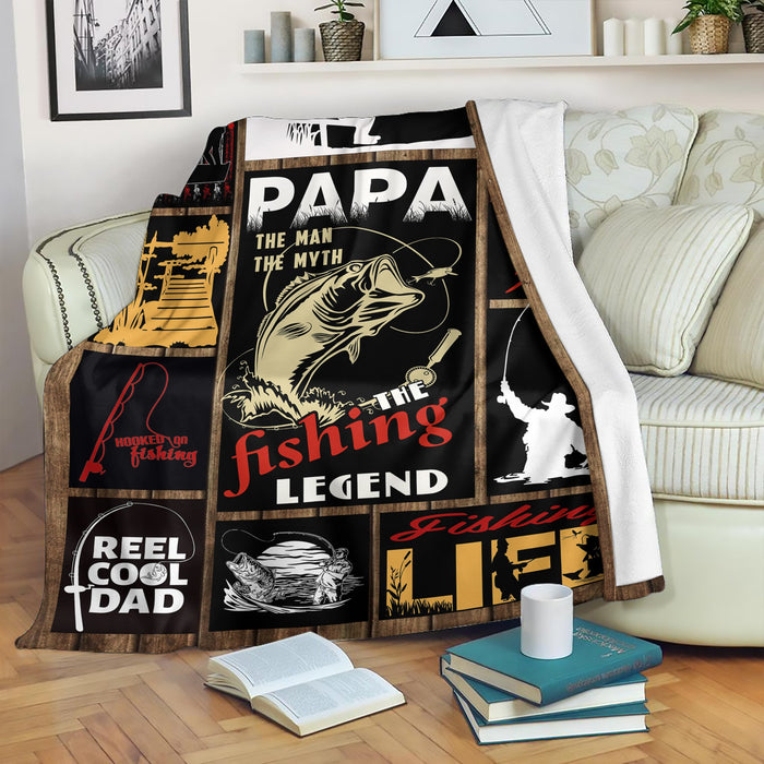 To My Dad Fishing Fleece Blanket Papa The Man The Myth Great Customized Blanket For Birthday Christmas Thanksgiving