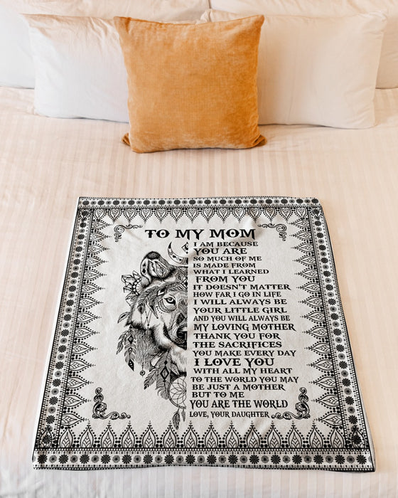 Personalized To My Mom Wolfs Fleece Blanket From Daughter I Love You With All My Heart Great Customized Gift For Mother's day Birthday Christmas Thanksgiving