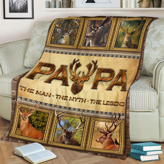To My Dad Deer Hunting Fleece Blanket The Man The Myth The Legend Great Customized Blanket For Father's Day Birthday Christmas Thanksgiving