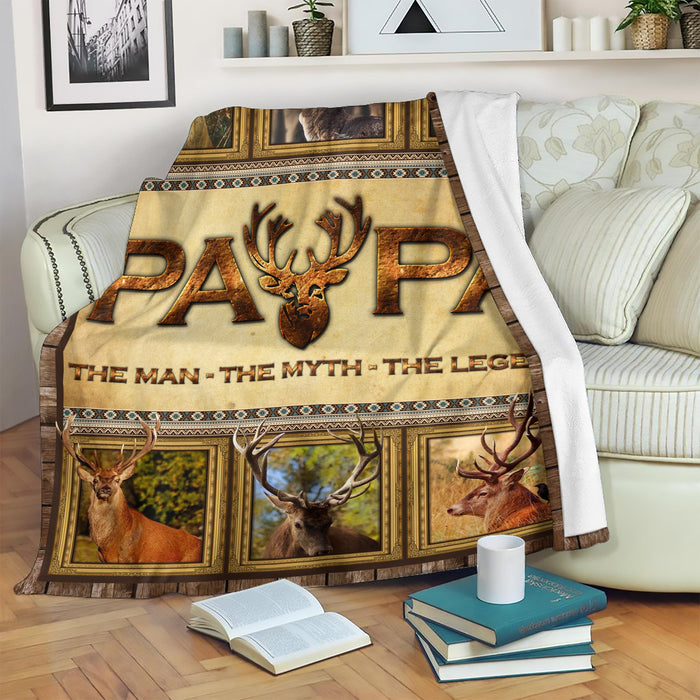 To My Dad Deer Hunting Fleece Blanket The Man The Myth The Legend Great Customized Blanket For Father's Day Birthday Christmas Thanksgiving