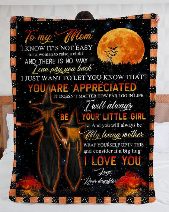 Personalized To My Mom Moons Fleece Blanket From Daughter I Will Always Be Your Little Girl Great Customized Gift For Mother's day Birthday Christmas Thanksgiving