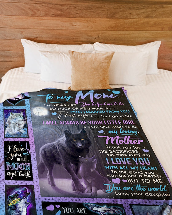 Personalized To My Mom Wolfs Fleece Blanket From Daughter I Love You With All My Heart Great Customized Gift For Mother's day Birthday Christmas Thanksgiving