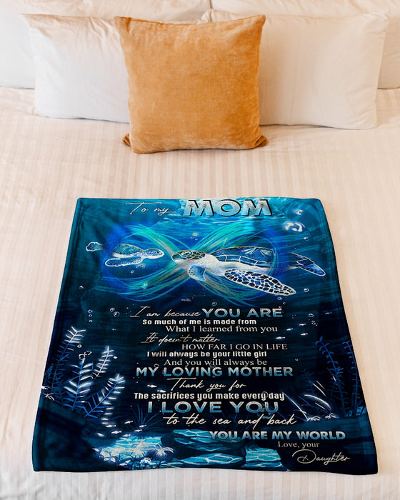 Personalized To My Mom Turtles Fleece Blanket From Daughter I Love You To The Sea And Back Great Customized Gift For Mother's day Birthday Christmas Thanksgiving
