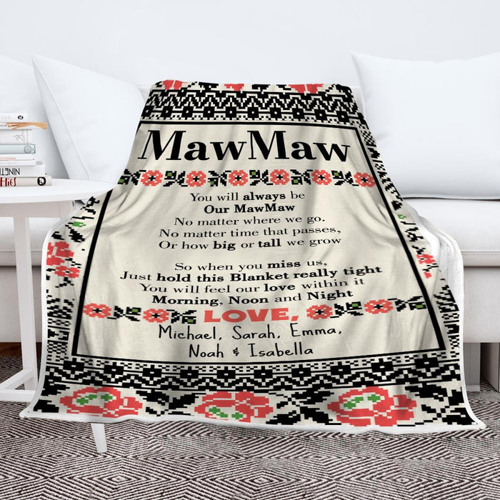 Personalized To My Grandma Fleece Blanket You Will Always Be Our Mawmaw Great Customized Gift For Birthday Christmas Thanksgiving Anniversary Mother's Day