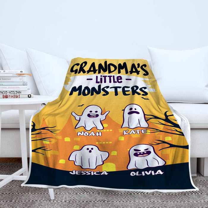 Personalized To My Grandma Halloween Fleece Blanket Mawmaw’s Little Monsters Great Customized Gift For Birthday Christmas Thanksgiving Anniversary Mother's Day