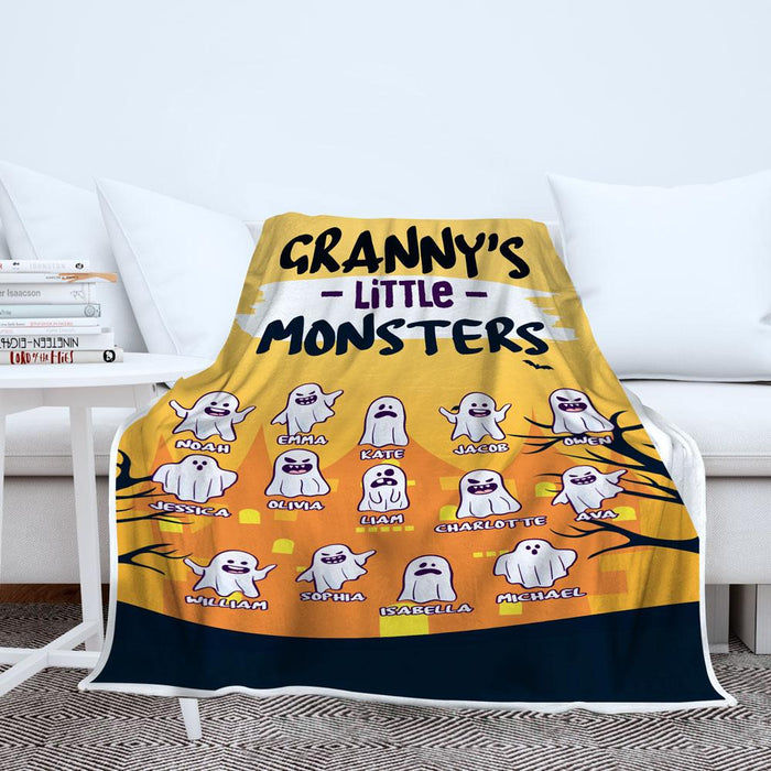 Personalized To My Grandma Halloween Fleece Blanket Mawmaw’s Little Monsters Great Customized Gift For Birthday Christmas Thanksgiving Anniversary Mother's Day