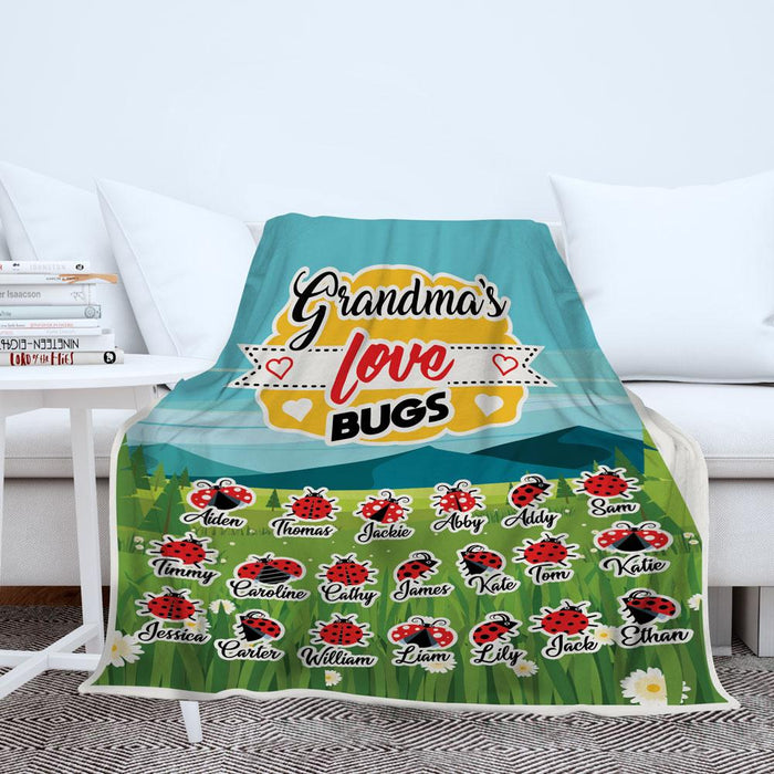Personalized To My Grandma Fleece Blanket Grandma’s Love Bugs Great Customized Gift For Birthday Christmas Thanksgiving Anniversary Mother's Day