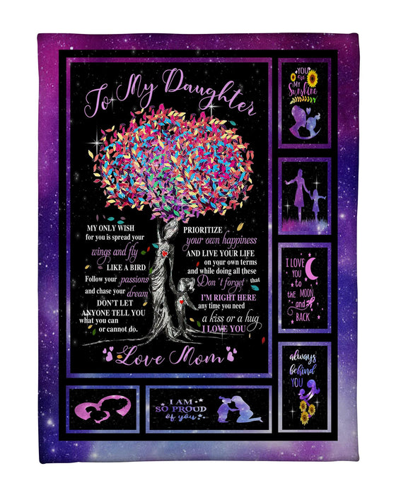 Personalized Fleece Blanket To My Daughter Love From Mom Gift For Birthday Christmas Thanksgiving Graduation Wedding